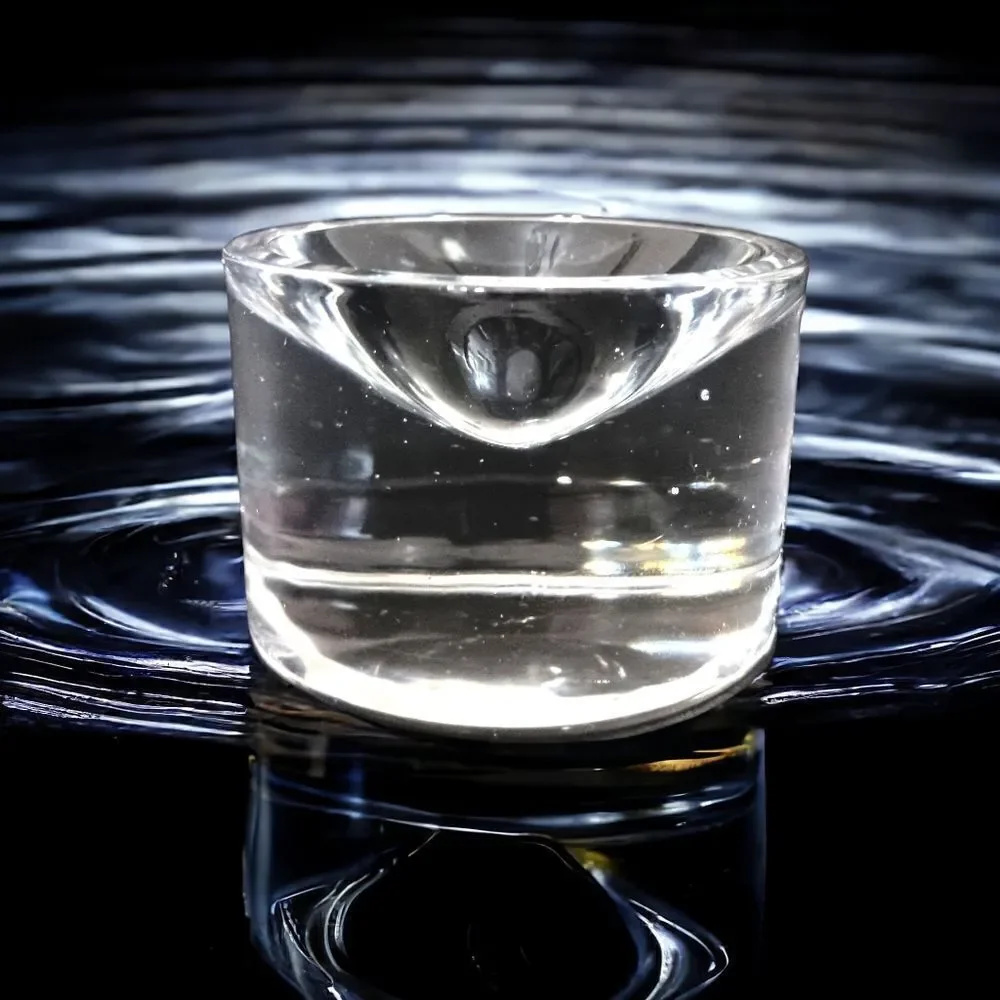Heavy Clear Glass Crystal Paperweight Concave Hand Blown Handmade Round Vintage.